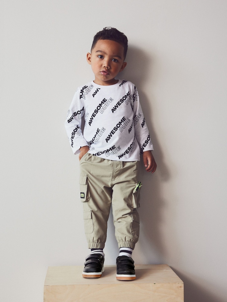 Stone Natural Multi Pocket Cargo Trousers (3mths-7yrs) - Image 2 of 8