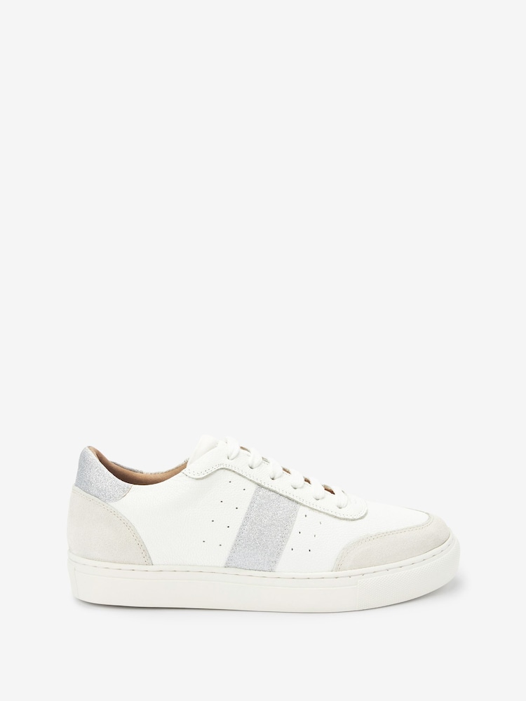 White & Silver - Skórzane sznurowane buty sportowe Forever Comfort® - Image 3 of 6