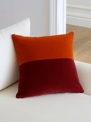 Jasper Conran London Orange Velvet Feather Filled Cushion - Image 1 of 3