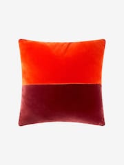 Jasper Conran London Orange Velvet Feather Filled Cushion - Image 2 of 3