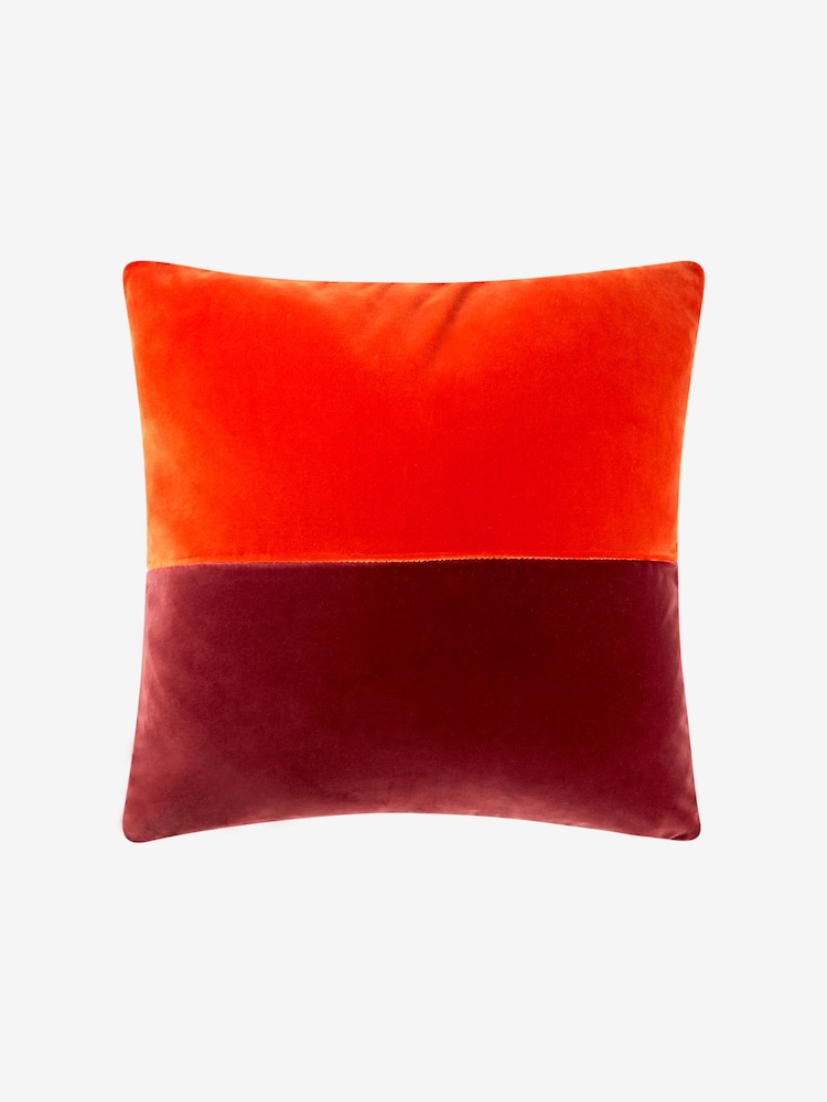 Jasper Conran London Orange Velvet Feather Filled Cushion - Image 2 of 3