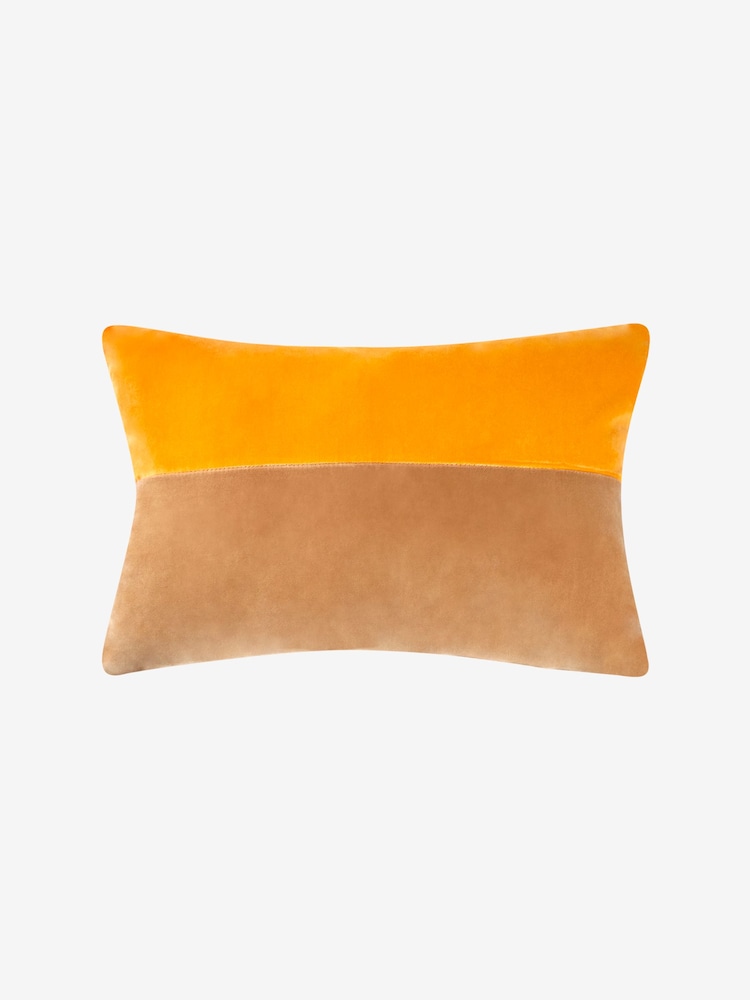 Jasper Conran London Yellow Velvet Feather Filled Cushion - Image 2 of 3