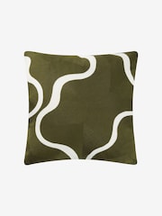Jasper Conran London Green 100% Cotton Wiggle Embroidered Feather Filled Cushion - Image 3 of 4