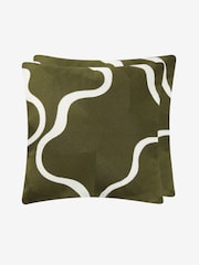 Jasper Conran London Green 100% Cotton Wiggle Embroidered Feather Filled Cushion - Image 4 of 4