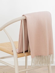 Jasper Conran London Pink Lambswool Herringbone Throw - Image 1 of 5