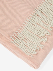 Jasper Conran London Pink Lambswool Herringbone Throw - Image 4 of 5