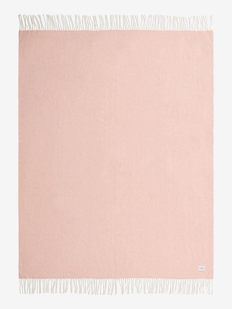 Jasper Conran London Pink Lambswool Herringbone Throw - Image 5 of 5