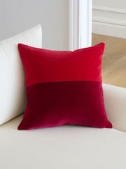 Jasper Conran London Red Velvet Feather Filled Cushion - Image 1 of 3