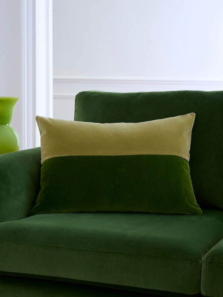 Jasper Conran London Green Velvet Feather Filled Cushion - Image 1 of 3