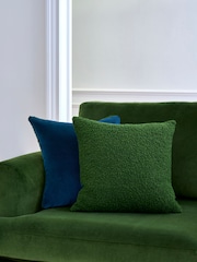 Jasper Conran London Green/Navy Blue Cosy Bouclé Feather Filled Cushion - Image 1 of 4