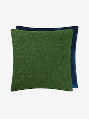 Jasper Conran London Green/Navy Blue Cosy Bouclé Feather Filled Cushion - Image 2 of 4