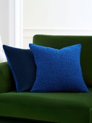Jasper Conran London Blue/Navy Cosy Bouclé Feather Filled Cushion - Image 1 of 4