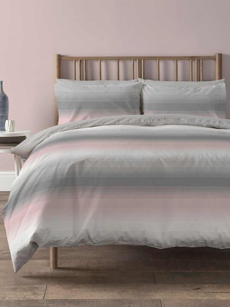 Copenhagen Home Pink Faded Stripe Duvet Cover and Pillowcase Set - Image 1 of 3 Copenhagen Home Pink Faded Stripe Duvet Cover and Pillowcase Set - Image 1 of 3