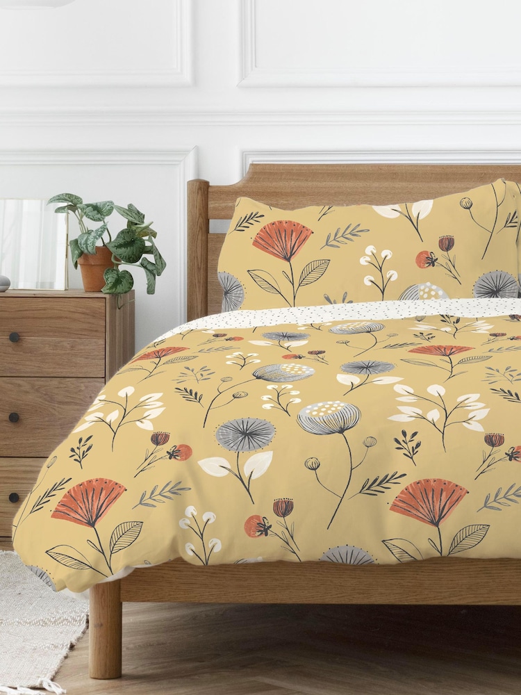 Copenhagen Home Yellow Olia Duvet Cover and Pillowcase Set - Image 2 of 2