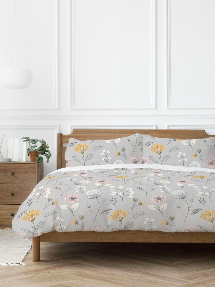 Copenhagen Home Silver Olia Duvet Cover and Pillowcase Set - Image 1 of 2
