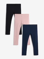 Roze/zwart/marineblauw - Verpakking van 3 leggings (3-16 jr) - Image 1 of 6