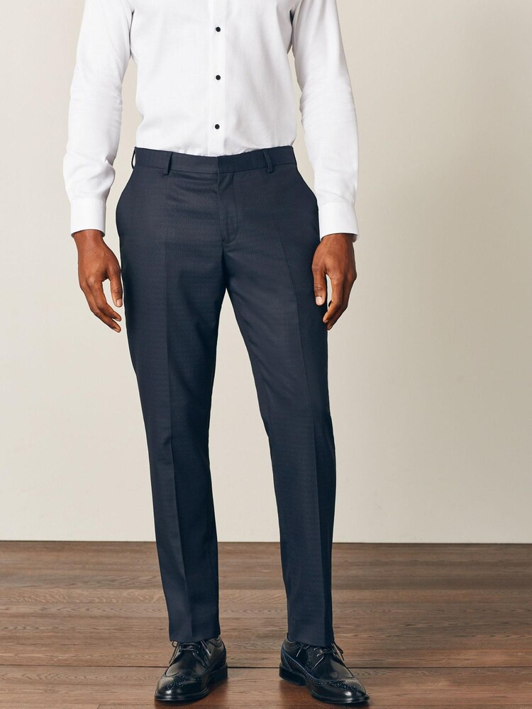 Marineblau/blau - Slim Fit - Anzug mit Schalkragen: Hose - Bild 1 von 6