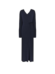 Ro&Zo Breit geripptes Strickkleid mit V-Ausschnitt, Blau - Bild 4 von 5