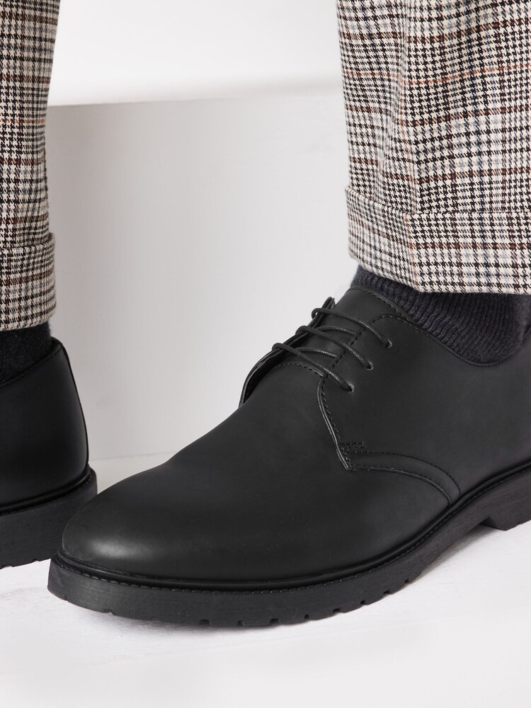 Black Cleated Lace-Up Derby Shoes - Image 2 of 5