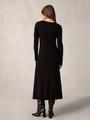 Ro&Zo Rib Knit Sweetheart Neckline Black Midi Dress - Image 2 of 5