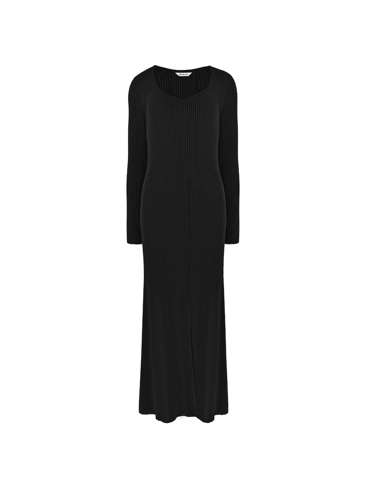 Ro&Zo Rib Knit Sweetheart Neckline Black Midi Dress - Image 5 of 5