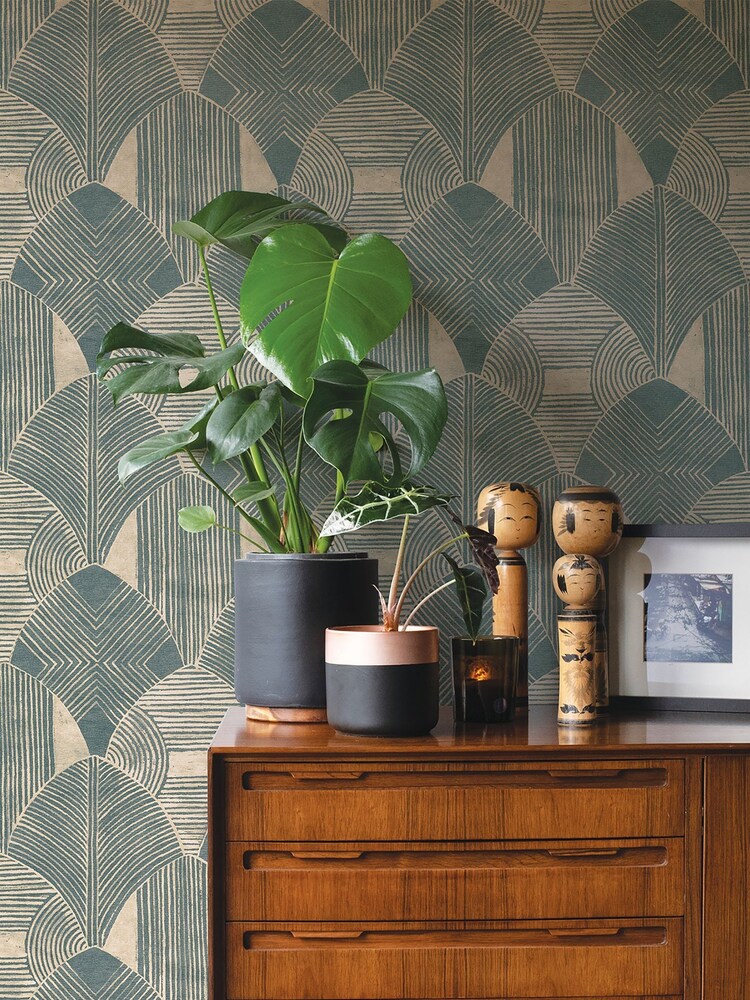 Scott Living Teal Blue Westport Wallpaper - Image 1 of 2