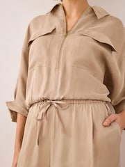 Mint Velvet Natural Drawstring Wide Leg Trousers - Image 3 of 3