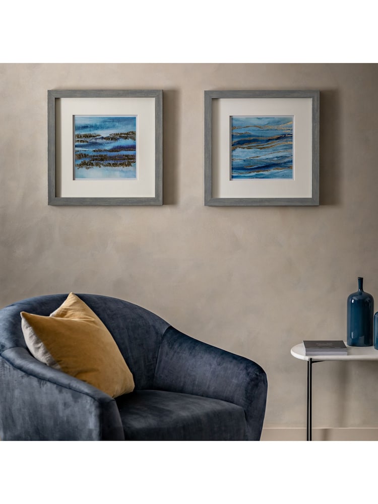 Gallery Home Set of 2 Gold Ocean Abstract Framed Wall Art - Image 1 of 15
