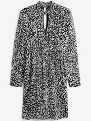 Black/White Animal Print Cut-Out Chiffon Mini Dress - Image 1 of 1