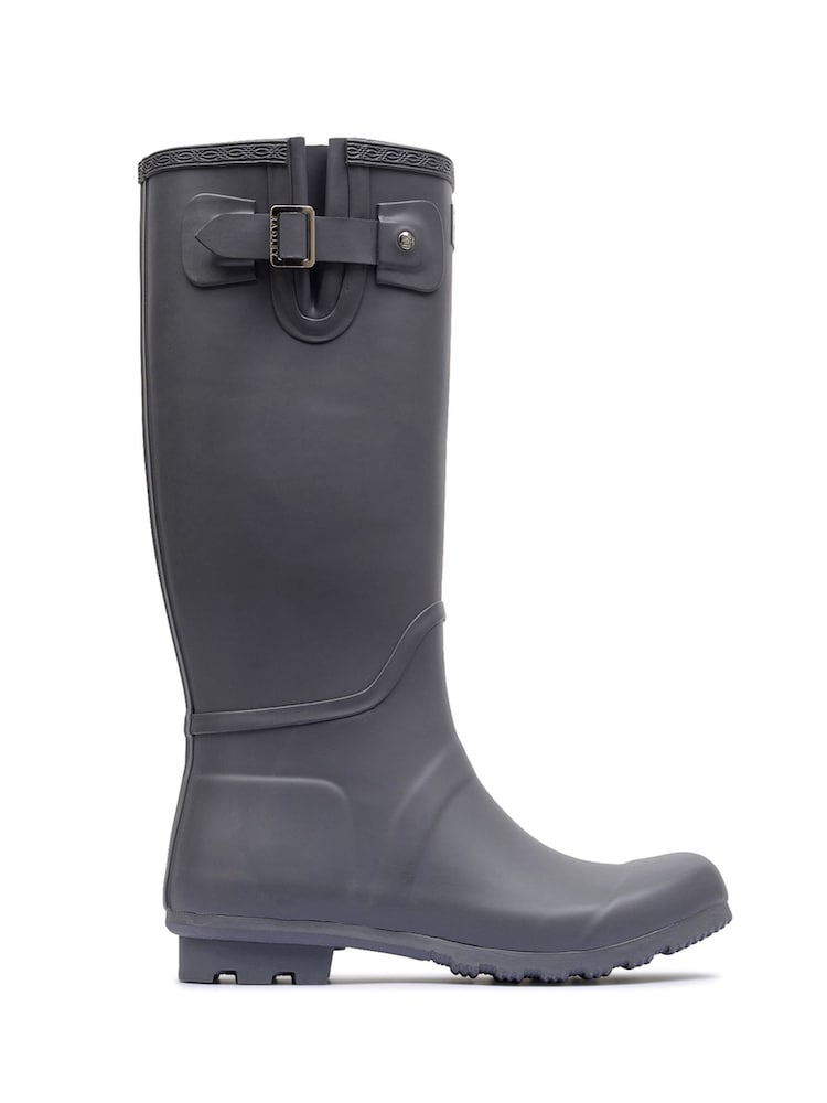 رمادي - Radley Long Alba Hi Matte Black Wellies - صورة 1 من 4