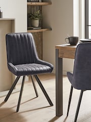 Set of 2 Monza Faux Leather Dark Grey Oakley Black Legs Dining Chairs - Image 1 of 2