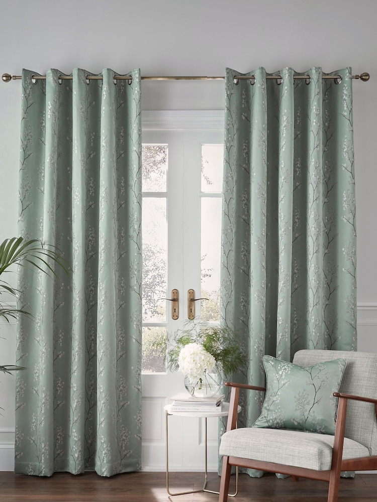 Ashley Wilde Blue Wilstone Blackout Eyelet Curtains - Image 1 of 2