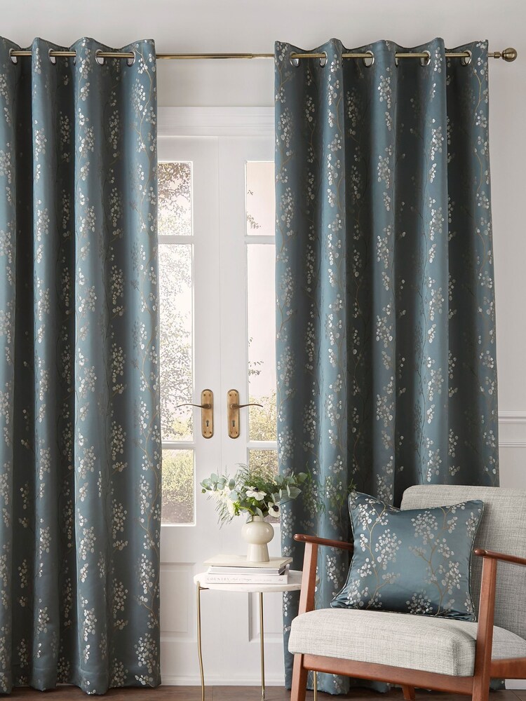 Ashley Wilde Blue Wilstone Blackout Eyelet Curtains - Image 1 of 2