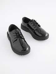 Schwarzes Lackleder - Schnürschuhe für die Schule - Image 1 of 6