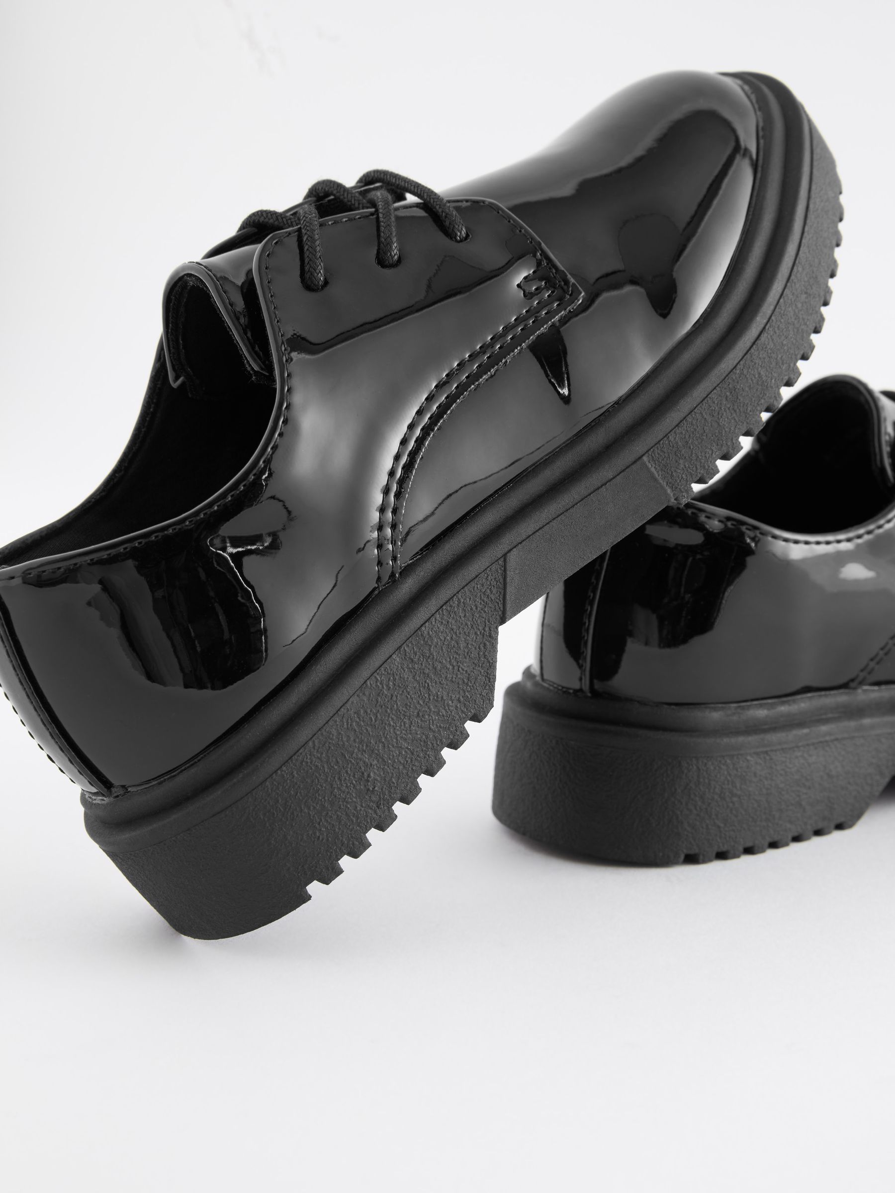 Womens black patent lace up shoes deals