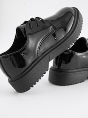 Schwarzes Lackleder - Schnürschuhe für die Schule - Image 5 of 6