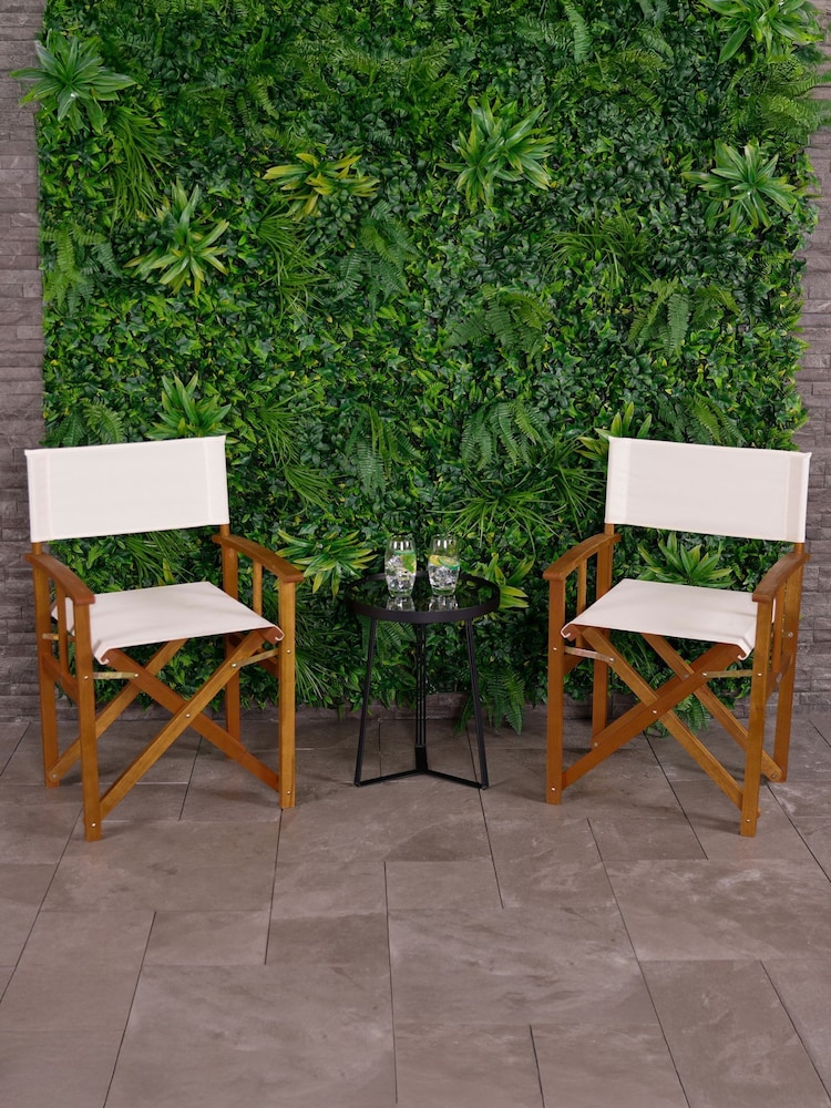 Charles Bentley Cream Garden Wooden Directors Chairs - Image 1 of 6