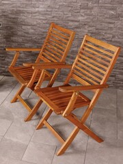 Charles Bentley Natural Garden Wooden Directors Chairs - Image 1 of 5