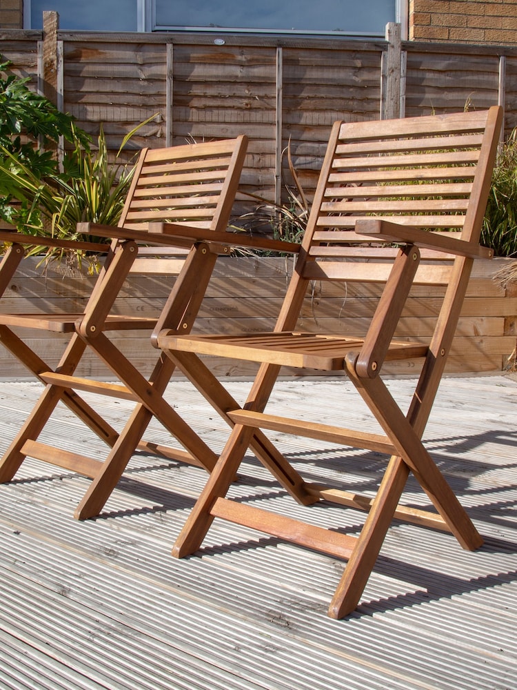 Charles Bentley Natural Garden Wooden Directors Chairs - Image 1 of 5