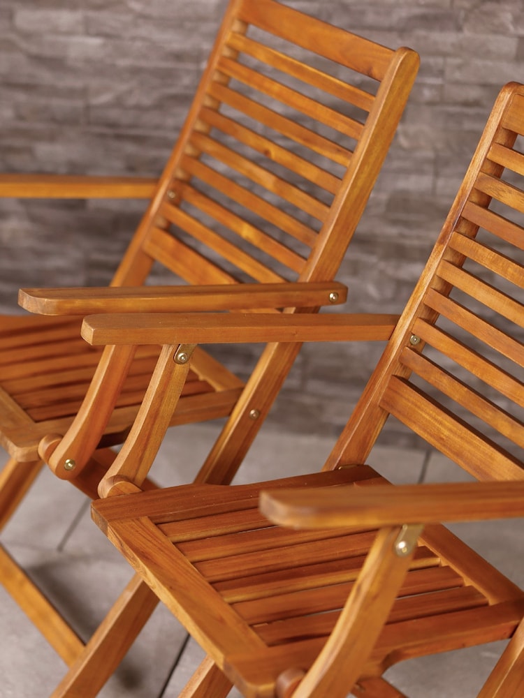Charles Bentley Natural Garden Wooden Directors Chairs - Image 2 of 5