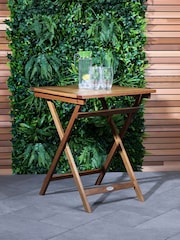 Charles Bentley Natural Natural Garden Eucalyptus Square Wooden Folding Side Table - Image 1 of 6