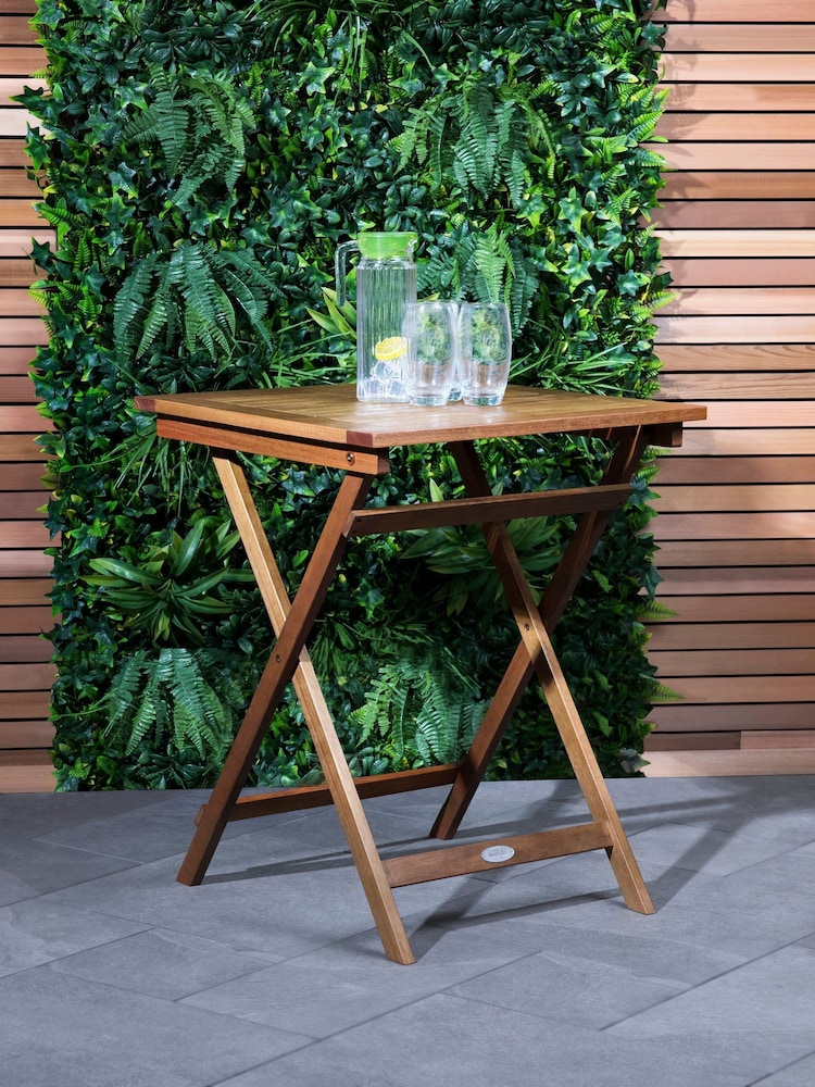 Charles Bentley Natural Natural Garden Eucalyptus Square Wooden Folding Side Table - Image 1 of 6