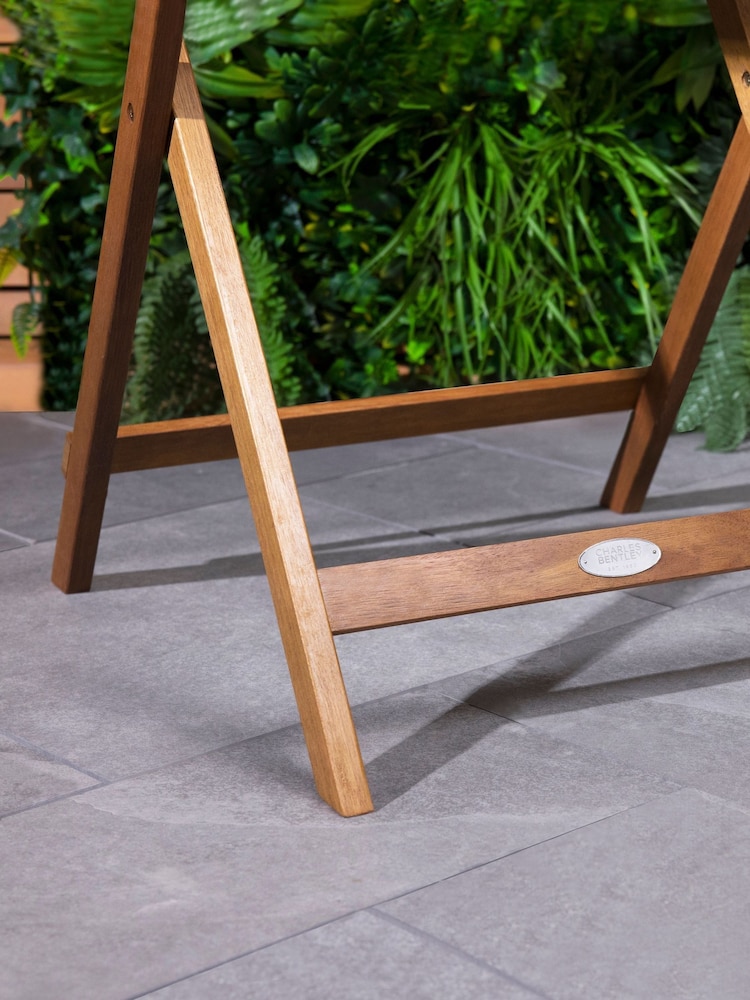 Charles Bentley Natural Natural Garden Eucalyptus Square Wooden Folding Side Table - Image 2 of 6