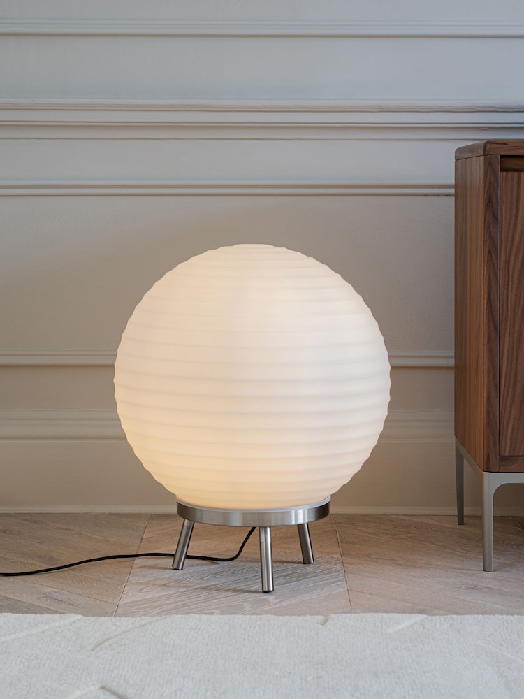 Jasper Conran London White Ribbed Glass Floor Lamp - Image 1 of 4