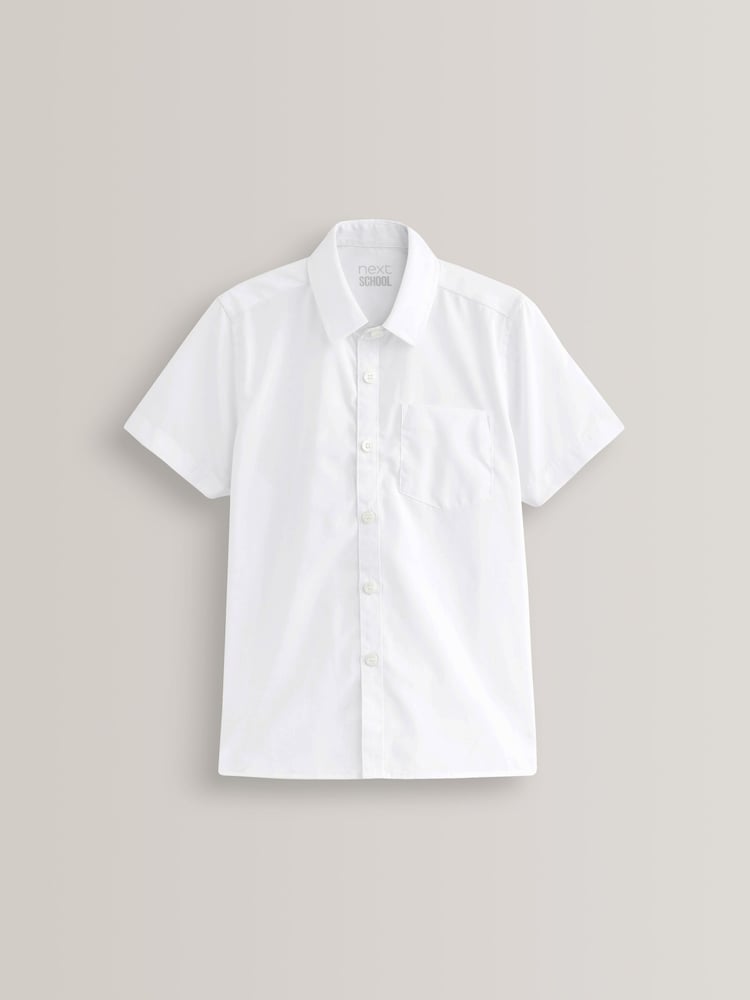 White Easy Fastening Short Sleeve School Shirts 2 Pack (3-16yrs) - Image 8 of 10