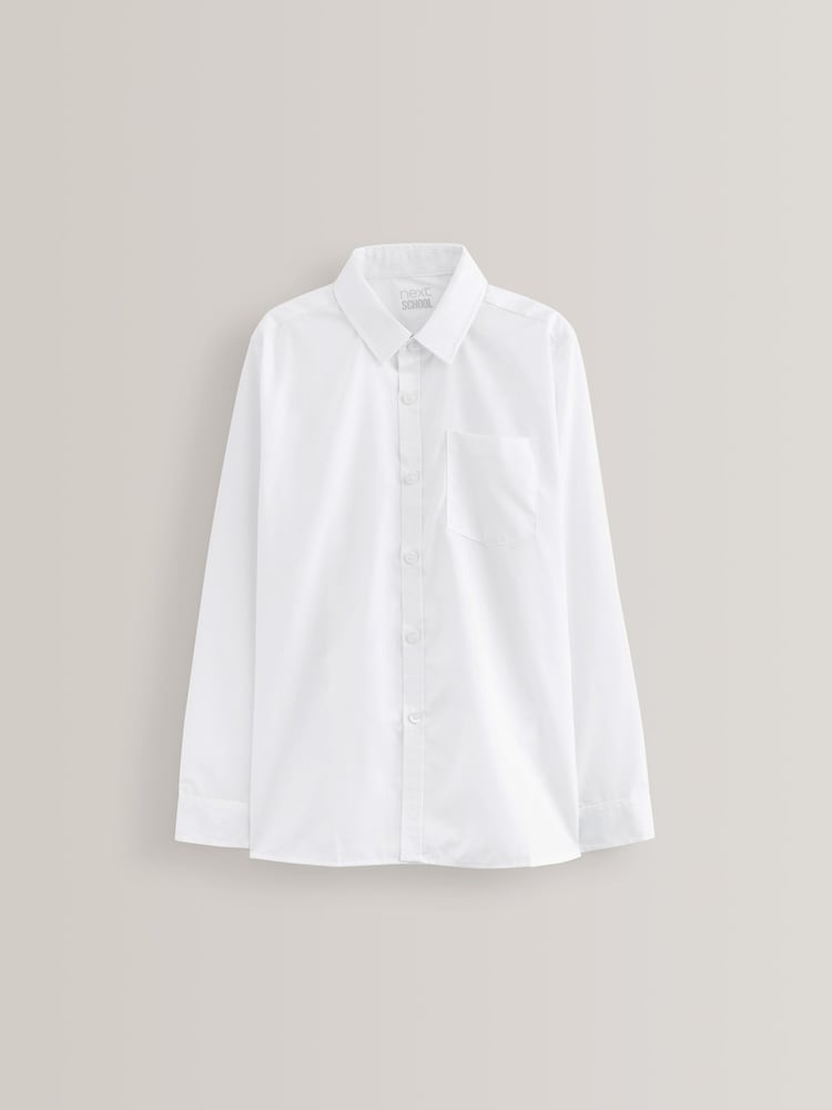 White Regular Fit 2 Pack Long Sleeve School Shirts (3-17yrs) - Image 8 of 9