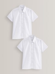 White Regular Fit 2 Pack Short Sleeve School Shirts (3-17yrs) - Image 1 of 6