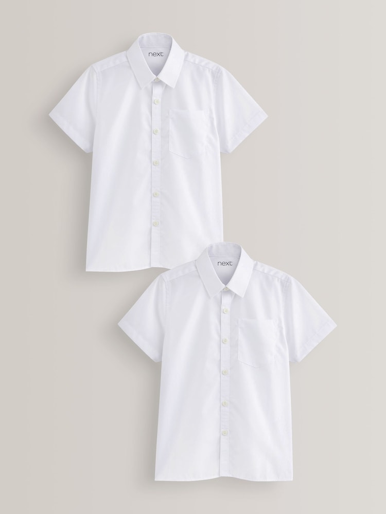 White Regular Fit 2 Pack Short Sleeve School Shirts (3-17yrs) - Image 1 of 6