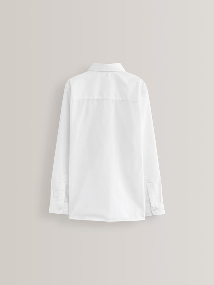 White Regular Fit 5 Pack Long Sleeve School Shirts (3-17yrs) - Image 3 of 4