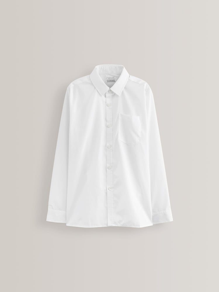 White Regular Fit 5 Pack Long Sleeve School Shirts (3-17yrs) - Image 5 of 5 White Regular Fit 5 Pack Long Sleeve School Shirts (3-17yrs) - Image 5 of 5